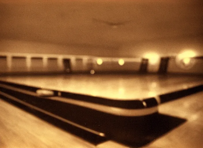 Image similar to a 35mm photograph of an empty bowling alley in the 1950's, bokeh, Canon 50mm, cinematic lighting, photography, retro, film, Kodachrome