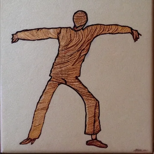 Prompt: dancing man Pyrography