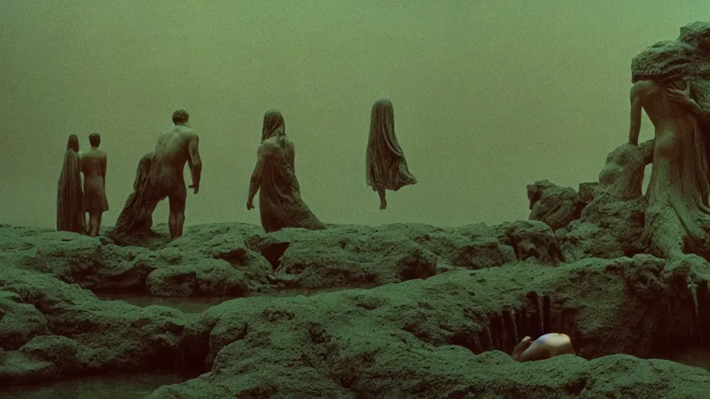 Image similar to lost my keys at the fountain of youth, film still from the movie directed by denis villeneuve and david cronenberg with art direction by salvador dali and zdzisław beksinski