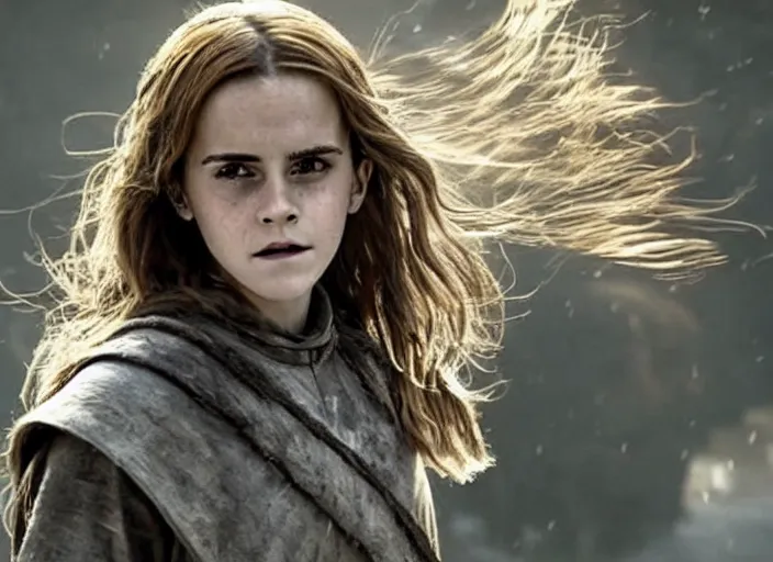 Image similar to emma watson as hermione granger in that infamous game of thrones scene