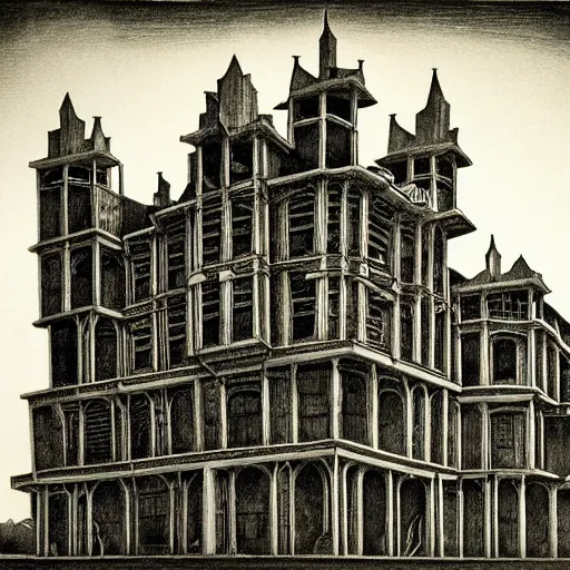 Prompt: palace of despair and broken memories by mc escher - i - n 6 - h 7 0 0