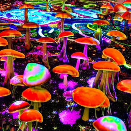 Image similar to tripping on Psychedelic Mushrooms in Las Vegas