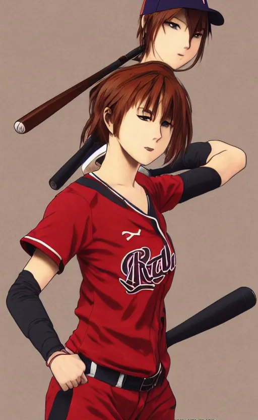 Prompt: anime style, female baseball player, red sport clothing, first strike, brown short hair, hair down, symmetrical facial features, from arknights, hyper realistic, rule of thirds, extreme detail, 4 k drawing, safebooru, realistic lighting, by alphonse mucha, greg rutkowski, sharp focus, backlit