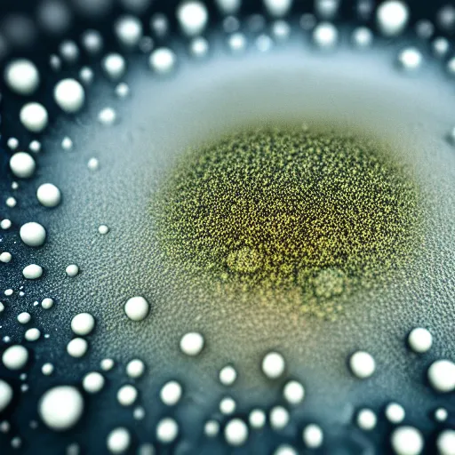 Image similar to close up photo of petri dish with a fungal cultures and bacteriological culture and mold with little filaments under the microscope, octane render, tilt shift, polaeized light, smooth, ultrasharp focus, unreal engine 5, bokeh background, hyperrealism, vray