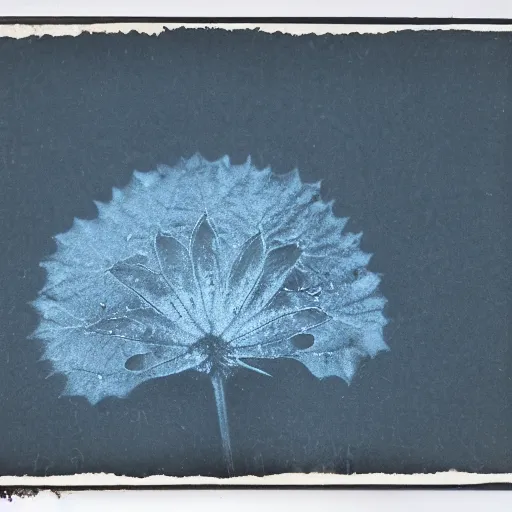 Prompt: a cyanotype