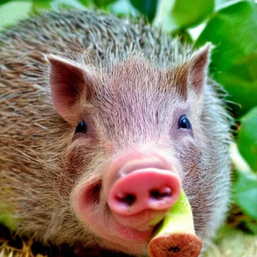 Image similar to a hog/pear hybrid, cute, nature photo