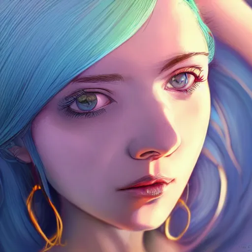 Image similar to ilya kuvshinov with blue hair, yellow irises, professional digital painting, concept art, unreal engine 5, 8 k, cinematic, wlop, tendrils in the background, art by greg rutkowski, pixiv art, junji ito, yoshitaka amano