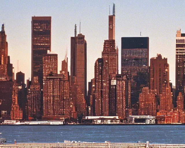 Prompt: 1 9 9 0 s manhattan skyline