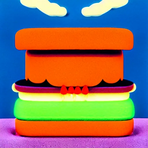 Image similar to sandwich by shusei nagaoka, kaws, david rudnick, airbrush on canvas, pastell colours, cell shaded, 8 k