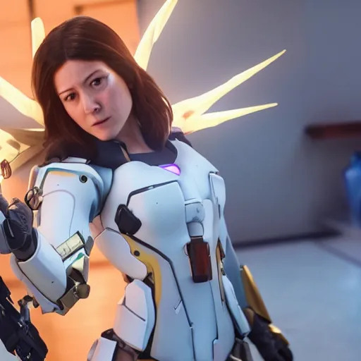 Image similar to film still of mary elizabeth winstead as mercy in overwatch ( 2 0 2 3 )