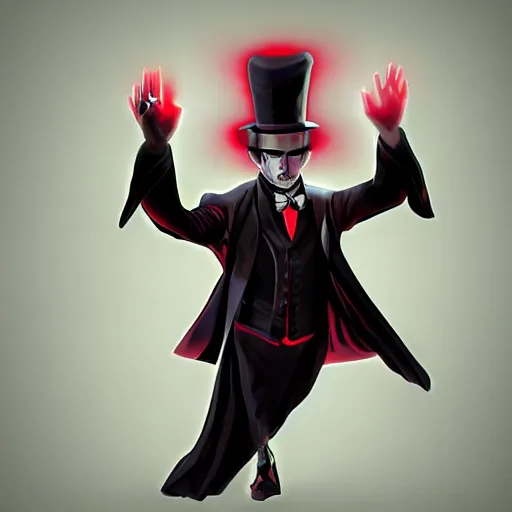 Prompt: a male magician with glowing eyes, frontal view, cool looking, digital art