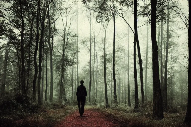 a walking man in a forrest, Moody light, beautiful | Stable Diffusion ...