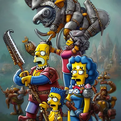 Image similar to simpsons characters warhammer games workshop, art digital art, 3 d high definition, trending on artstation, trending on deviantart photorealistic, high resolution, 8 k, octane, hyper detailed, insane details, intricate, elite, ornate, elegant trend, unreal engine