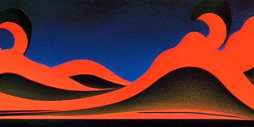 Image similar to a night landscape background, day of the tentacle, eyvind earle