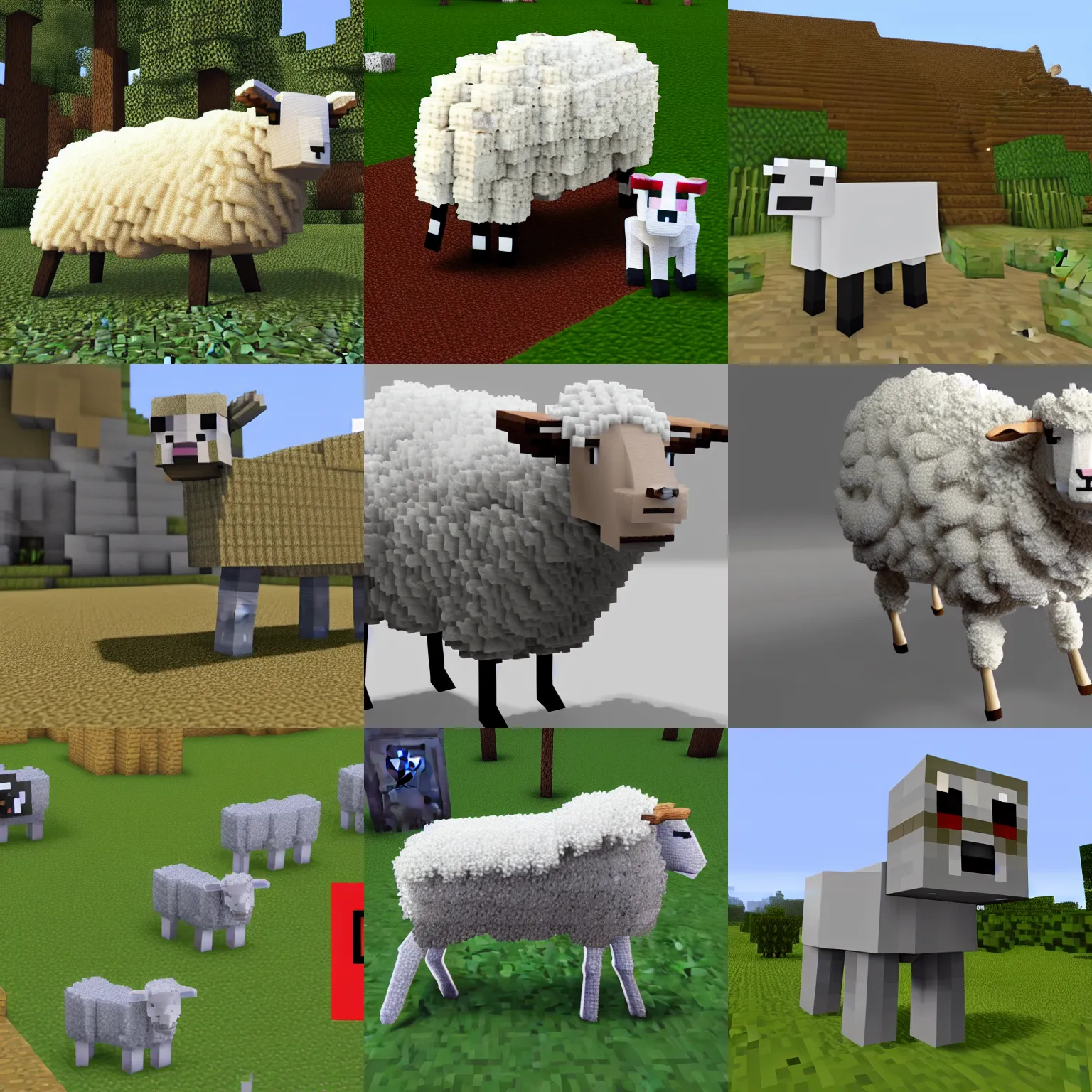 Prompt: minecraft sheep in real life, 8 k, hyperdetailed