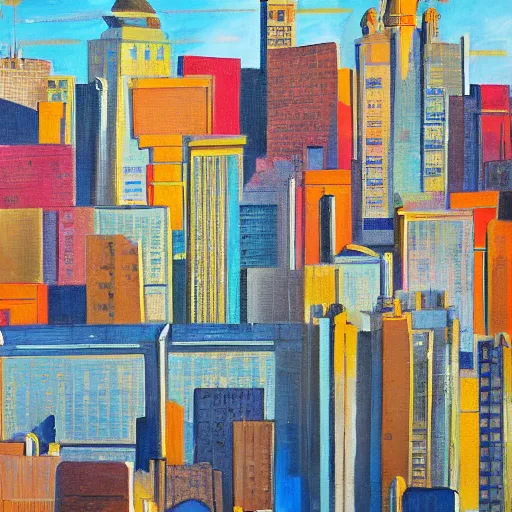 Prompt: a city, 21st century painting