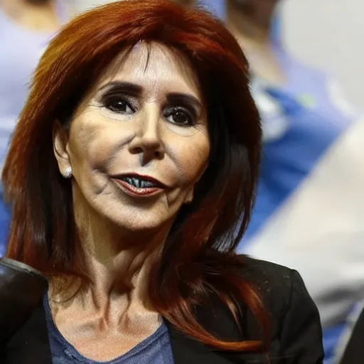 Prompt: Cristina Kirchner in the body of Marcus from Gears 5