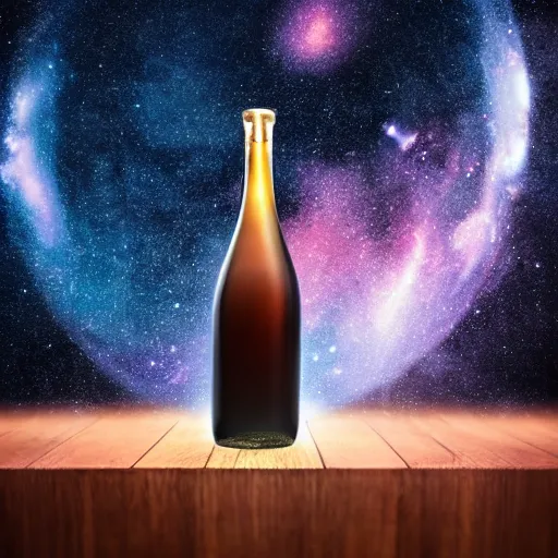 Image similar to a bottle with a galaxy inside, stunning composition, studio lighting