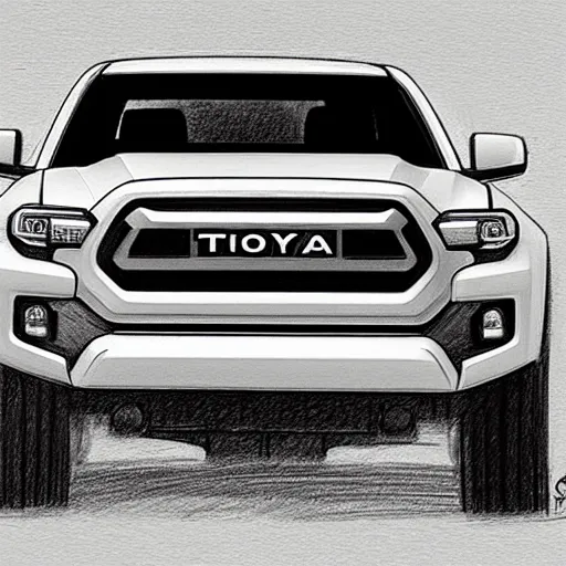 Image similar to “Pencil Sketch of a 2021 Toyota Tacoma TRD Pro”