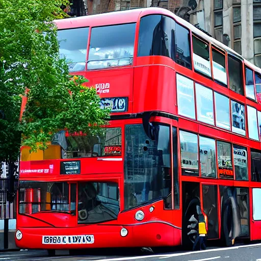 Prompt: An extremely large!! monkey next to a double-decker bus in London