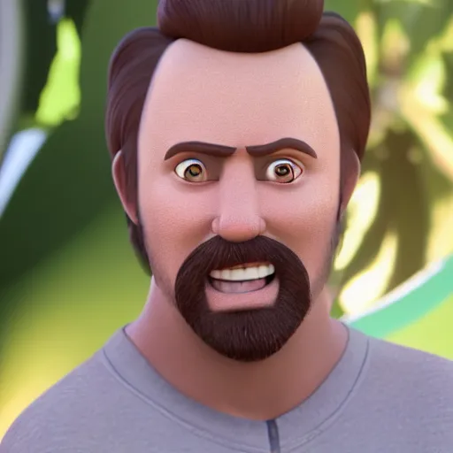 Image similar to forsen as a disney pixar character, 3 d render, octane render