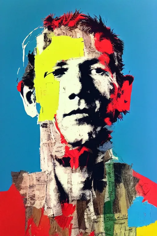 Image similar to a portrait a very ordinary person, by Robert Rauschenberg, screenprint, mixed media, anatomically correct, beautiful perfect face, sharp focus, Highly Detailed