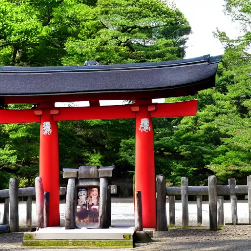 Prompt: A Shinto shrine dedicated to Jar Jar Binks
