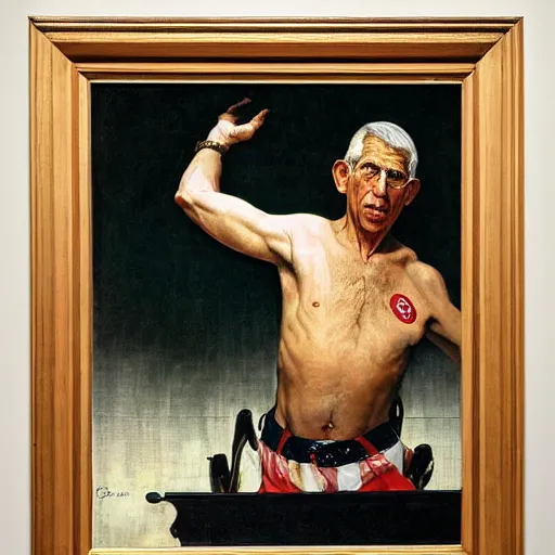 Image similar to a norman rockwell painting of anthony fauci