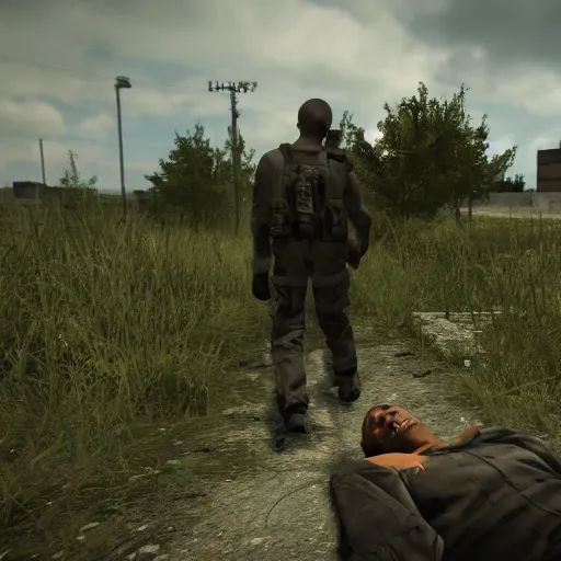 Image similar to obama as a dead body in escape from tarkov, gameplay screenshot, ingame