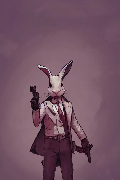 Image similar to rabbit as a hitman, dynamic lighting, fantasy concept art, trending on art station, stunning visuals, creative, cinematic, ultra detailed, comic strip style