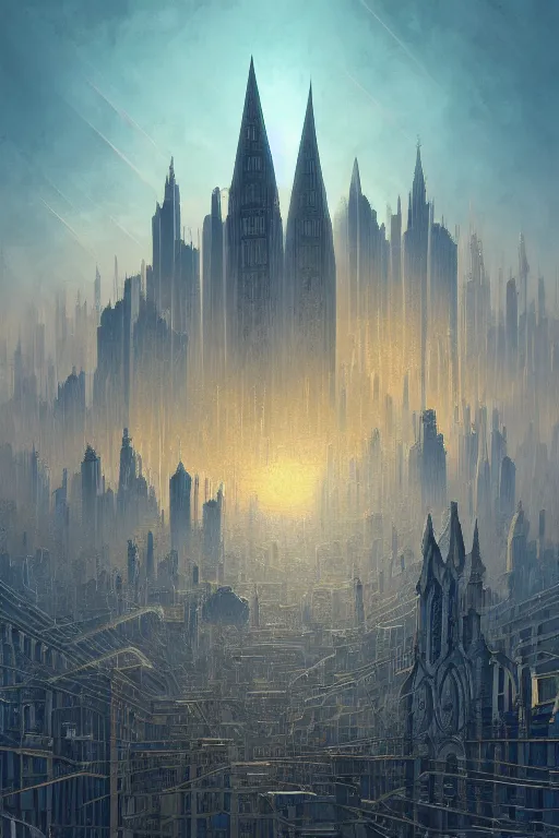 Image similar to a beautiful digital illustration painting of a megalopolis in the style of gothic brutalist architecture by benoit b. mandelbrot, steven belledin, martin johnson heade, lee madgwick, caspar david friedrich, and david rios ferreira. 8 k resolution trending on artstation concept art digital illustration