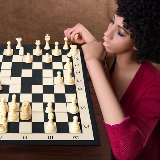 Image similar to beautiful girlfriend playing chess