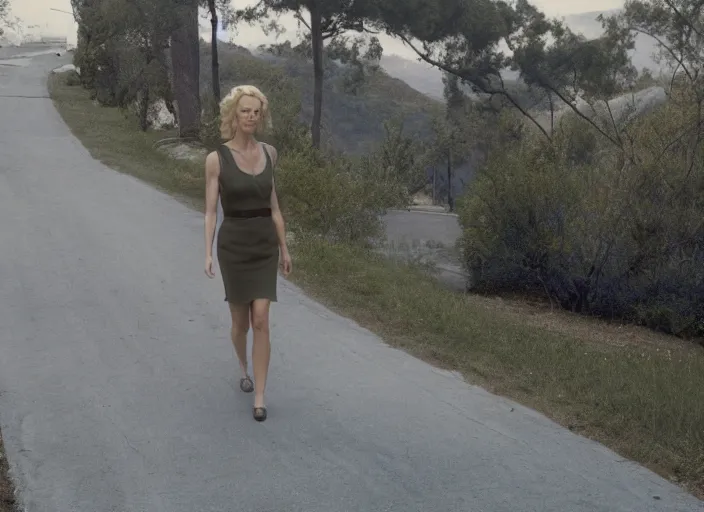 Image similar to Naomi Watts walking Mulholland Drive, Gregory Crewdson, Joel Sternfeld