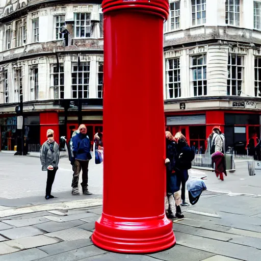 Image similar to a giant statue of a red plunger and a toilet in the center of london.