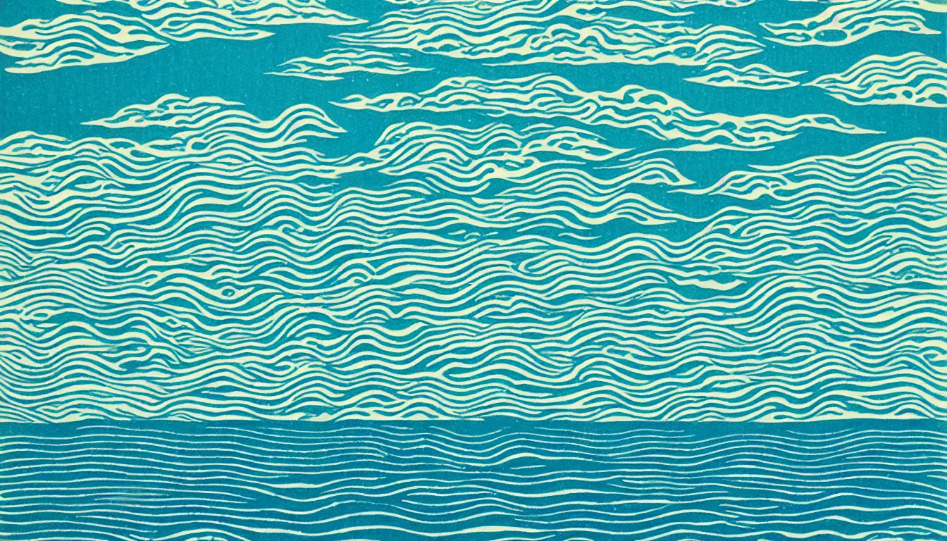 Image similar to ocean horizon by woodblock print