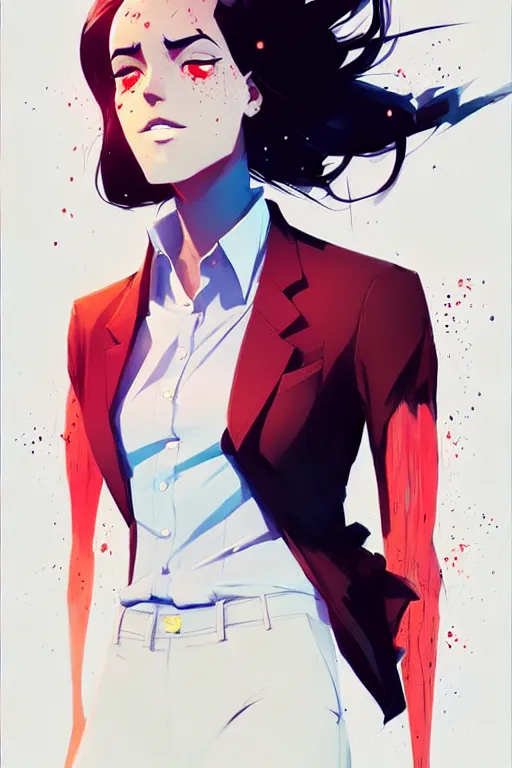 Prompt: a ultradetailed full body portrait of a girl in a suit, by conrad roset, greg rutkowski and makoto shinkai trending on artstation