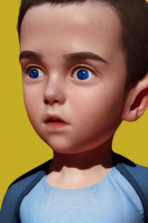 Image similar to hyperrealistic little boy close - up portrait, the portrait is decorated with art deco patterns, hyperrealistic, volumetric lighting, ultra detailed, elegant, octane render, blue and gold, 8 k, trending on artstation, unreal engine