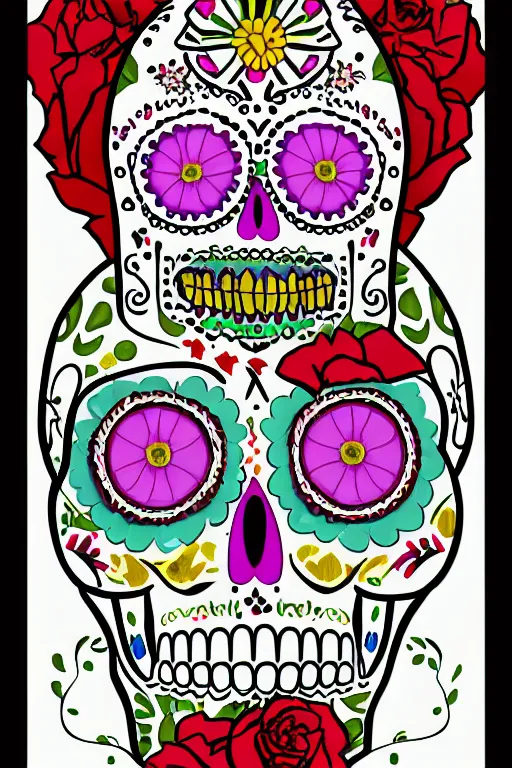 Image similar to illustration of a sugar skull day of the dead girl, art by wes benscoter