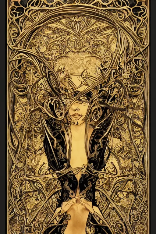 Prompt: an intricate art nouveau canvas frame, with golden entertwined edges and black square center, highly detailed, artstation, concept art, matte, sharp focus,