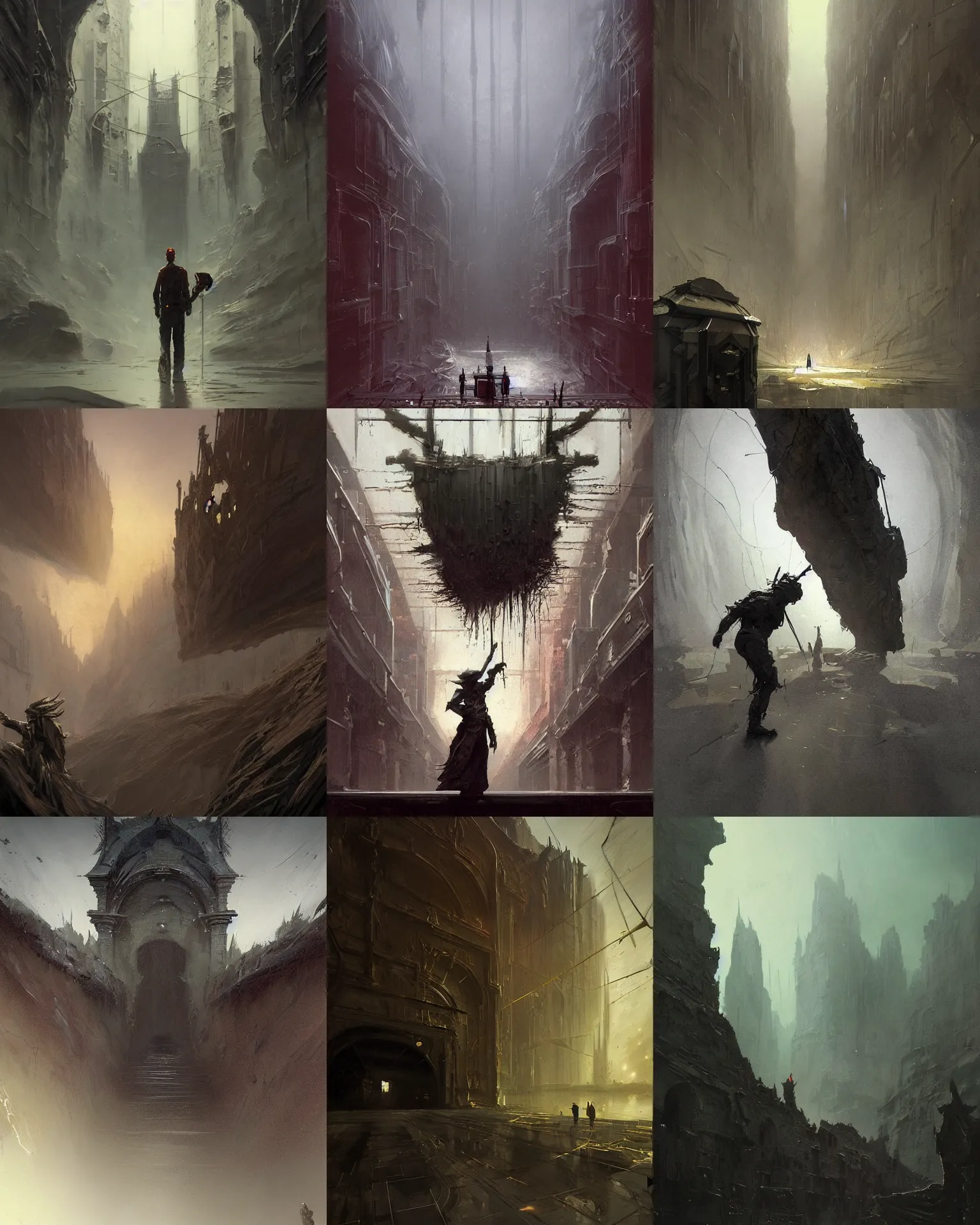 Prompt: a highly detailed epic cinematic concept art CG render digital painting artwork: The black gate. By Greg Rutkowski, in the style of Francis Bacon and Syd Mead and Norman Rockwell and Beksinski, open ceiling, highly detailed, painted by Francis Bacon and Edward Hopper, painted by James Gilleard, surrealism, airbrush, Ilya Kuvshinov, WLOP, Stanley Artgerm, very coherent, triadic color scheme, art by Takato Yamamoto and James Jean
