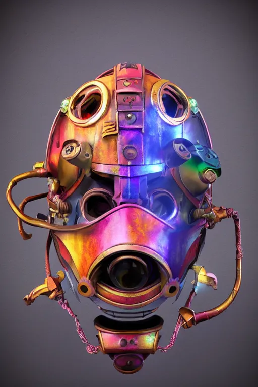 Image similar to colorful vivid steampunk mask minimalist fantasy art robot ninja helmet, global illumination ray tracing hdr fanart arstation by sung choi and eric pfeiffer and gabriel garza and casper konefal