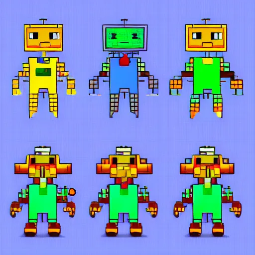 Image similar to robot boy running sprite 2 d animation pixel art, running animation sheet 1 2 8 x 1 2 8