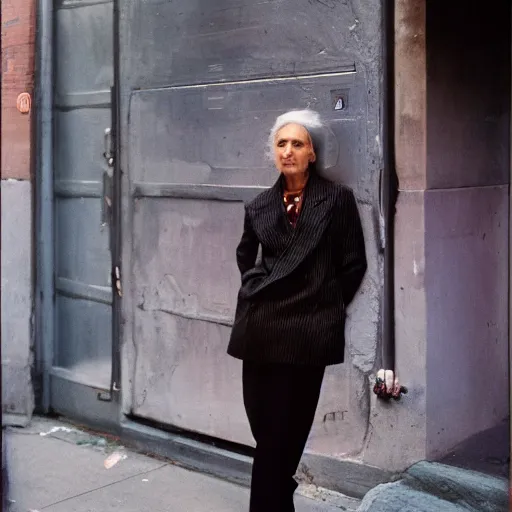 Image similar to portrait of a woman in a smoky new york back street ,by Annie Leibovitz and Steve McCurry, natural light, detailed face, CANON Eos C300, ƒ5.6, 50mm, 8K, medium-format print