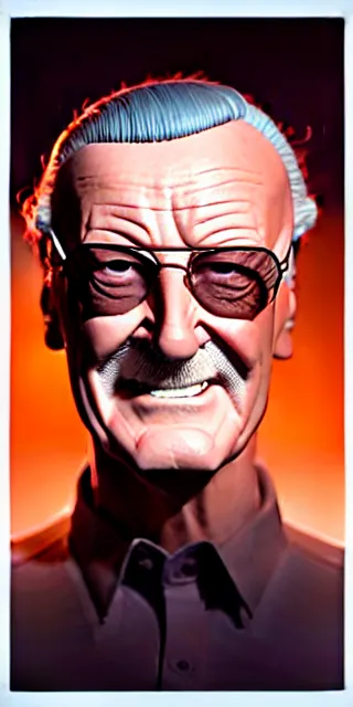 Image similar to stan lee by charlie bowater and anna dittmann and artgerm and clemens ascher, intricate, elegant, orange and brown and peach mist, highly detailed, dramatic lighting, sharp focus, octane render, trending on artstation, artstationhd, artstationhq, unreal engine, 4 k, 8 k