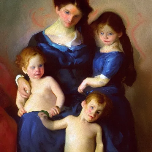 Prompt: an oil painting of conjoined twins and their family in the style of John singer Sargent, 8k