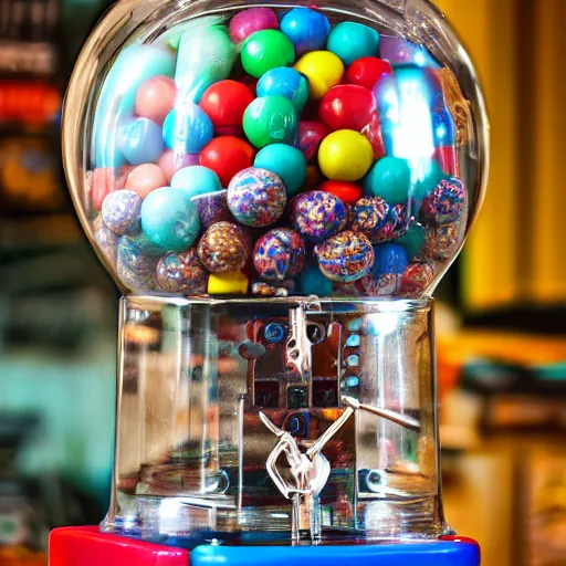 Image similar to a gumball machine, 2 4 mm lens, depth of field, 8 k, hd,