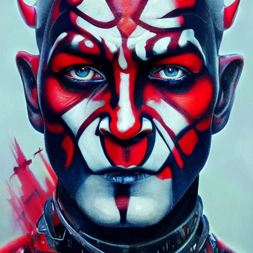 Image similar to dream portrait of Darth Maul, cameras, melting ,8k,by tristan eaton,Stanley Artgermm,Tom Bagshaw,Greg Rutkowski,Carne Griffiths, Ayami Kojima, Beksinski, Giger,trending on DeviantArt,face enhance,hyper detailed,minimalist,cybernetic, android, blade runner,full of colour W 1024