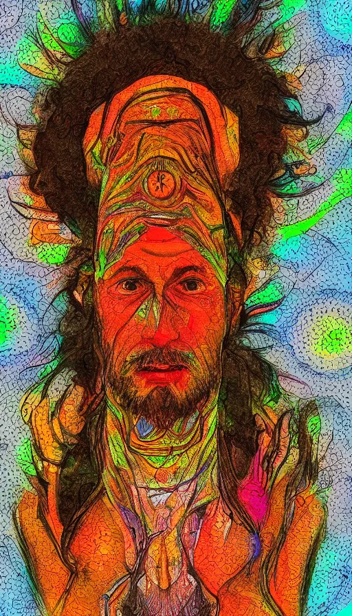 Prompt: portrait of a digital shaman, by schizophrenia patient