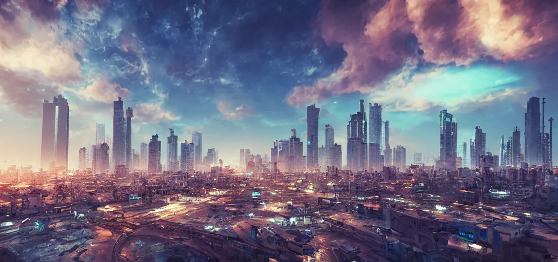 Prompt: tel aviv as an utopian cyberpunk city epic sky photography octane render hyper realistic detailed