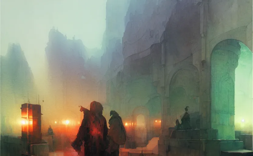 Prompt: armory. intricate, amazing composition, colorful watercolor, by ruan jia, by maxfield parrish, by marc simonetti, by hikari shimoda, by robert hubert, by zhang kechun, illustration, gloomy, volumetric lighting, fantasy